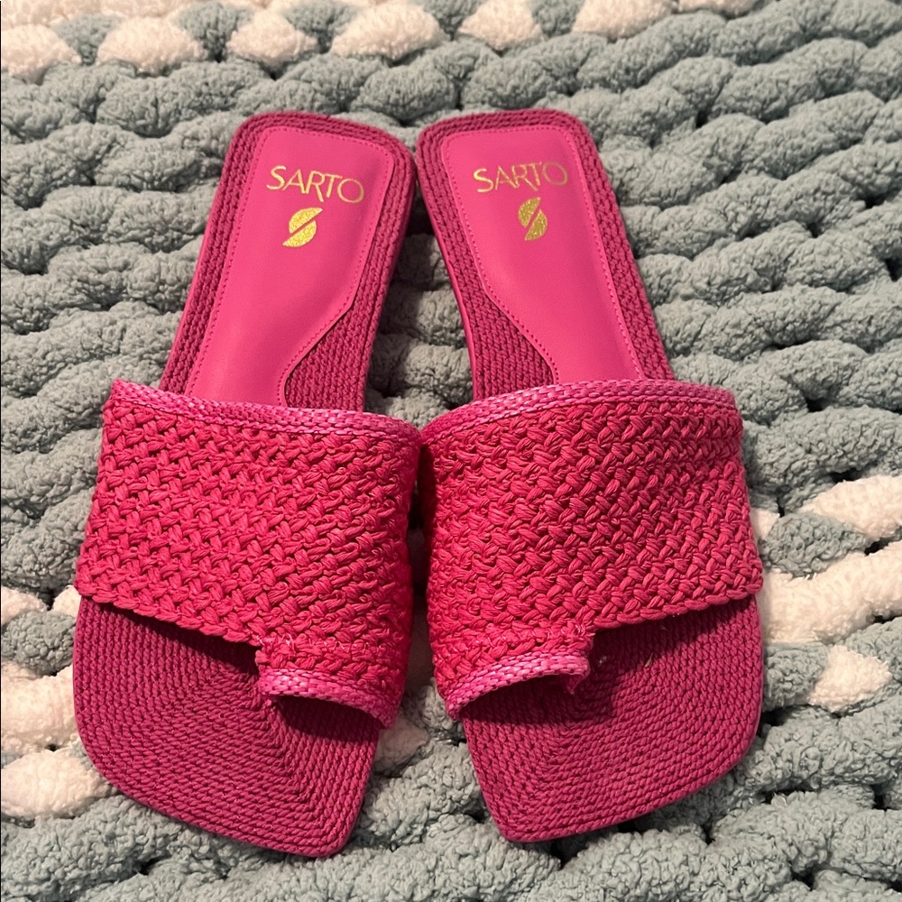 Sarto Women's Vibrant Pink Woven Sandals -NEW